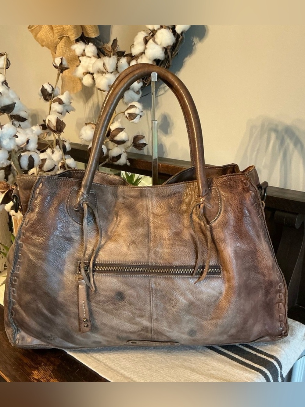 Bed Stu Distressed Brown Leather Tote - Picture 4 of 13